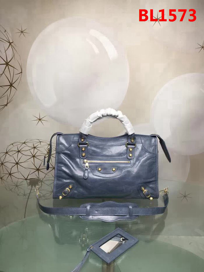 BALENCIAG巴黎世家 義大利進口 原版油蠟頭層牛皮 香皮小銀釘 時尚百搭 手提肩背斜挎包  BL1573