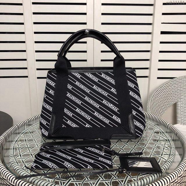 Balenciaga女包 巴黎世家最新款斜條紋字帆布包 Balenciaga斜條紋字新版一行字 中號手提包  csbl1184