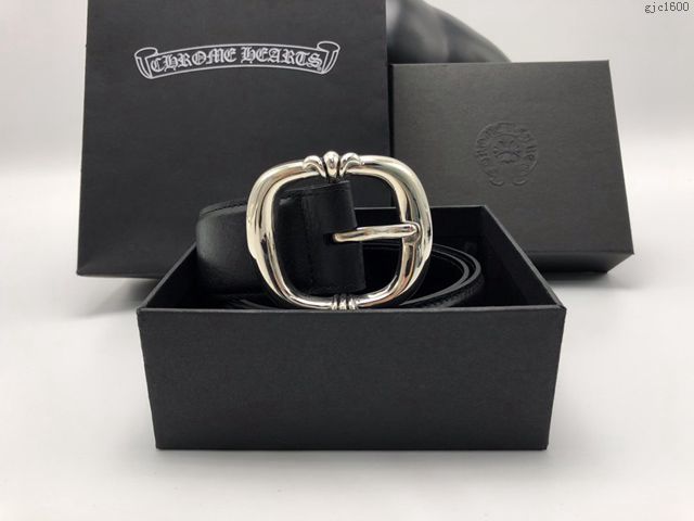chrome hearts皮帶 克羅心經典針扣皮帶 克羅心銀飾做舊腰帶  gjc1600