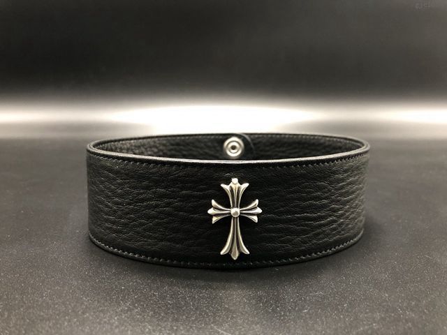 chrome hearts銀飾 克羅心十字皮項圈 克羅心銀飾品 925銀首飾  gjc1854