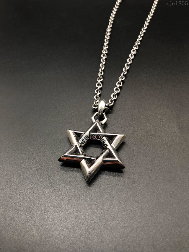 chrome hearts銀飾 克羅心大號六芒星吊墜28寸龍蝦扣鏈 克羅心銀飾品 925銀首飾  gjc1855