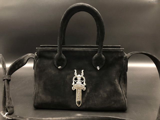 chrome hearts包 克羅心大寶劍磨砂皮手提包 925銀logo 克羅心休閒斜挎包  gjc1868