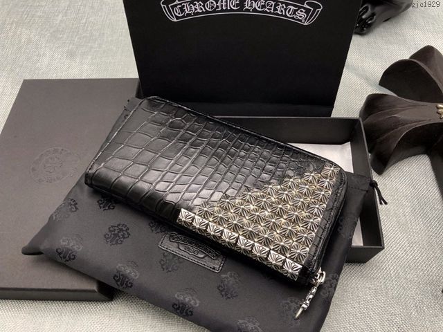 chrome hearts包 克羅心36釘長款錢包 克羅心鱷魚皮拉鏈錢包  gjc1929
