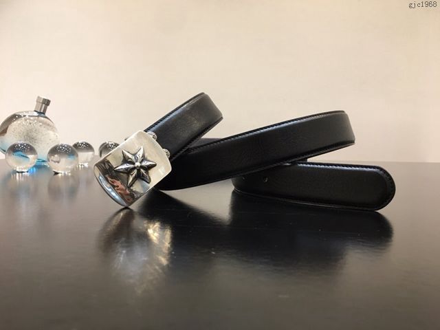 chrome hearts皮帶 克羅心黑色男皮帶 克羅心925純銀皮帶扣  gjc1968