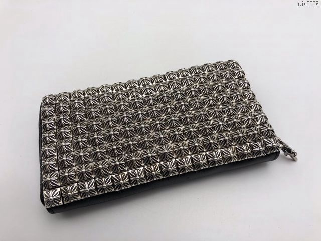 chrome hearts包 克羅心全釘錢包 S925純銀 小牛皮 克羅心長款拉鏈錢包  gjc2009