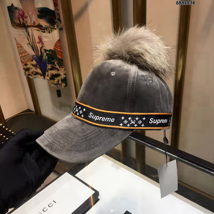 LV與supreme聯名秋冬款 時尚百搭絲絨棒球帽 6881934 LLWJ5817
