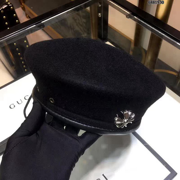 克羅心Chrome Hearts 經典羊毛貝蕾帽 6881930 LLWJ5819
