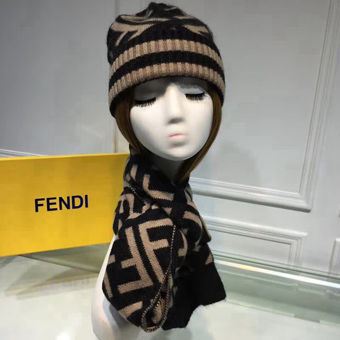 FENDI芬迪 原單 官網最新羊毛針織帽子圍巾套裝 男女同款 LLWJ6217