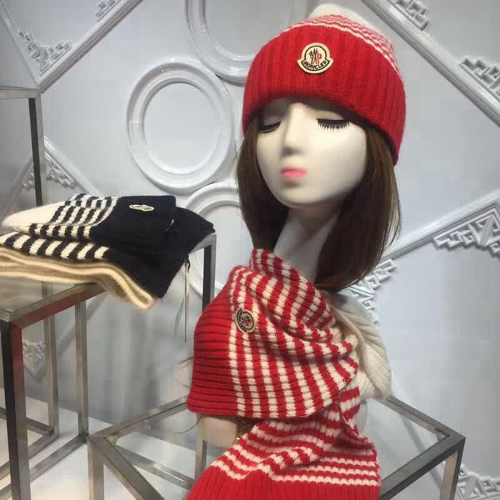 MONCIER蒙口 原單 官網最新羊毛針織帽子圍巾套裝 男女同款 LLWJ6218