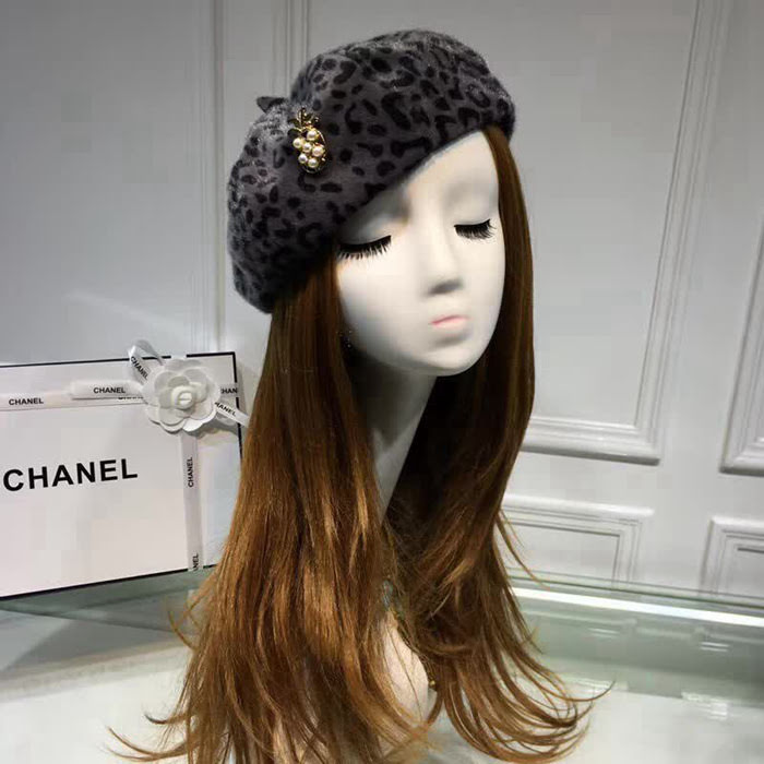 CHANEL香奈兒 火爆百搭跑量款 水貂絨豹紋八角帽 LLWJ6220