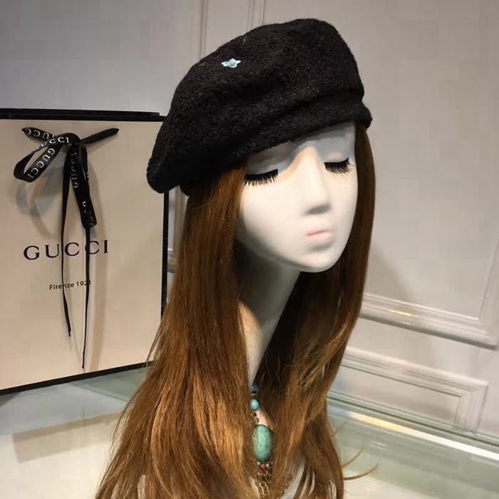 GUCCI古馳 新款 古典風格刺繡提花喜鵲貝蕾帽 LLWJ7873