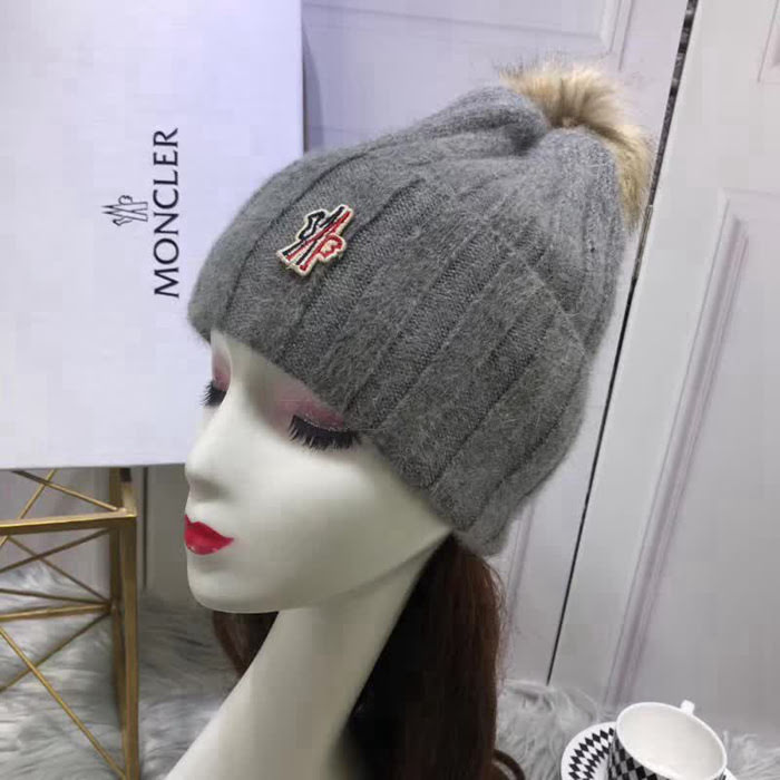 MONCIER蒙口 專櫃新品 原版高端狐狸毛球羊毛+兔絨 時尚百搭針織帽 LLWJ7895