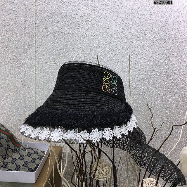 LOEWE女士帽子 羅意威蕾絲花邊空頂帽 Loewe草帽太陽帽  mm1000