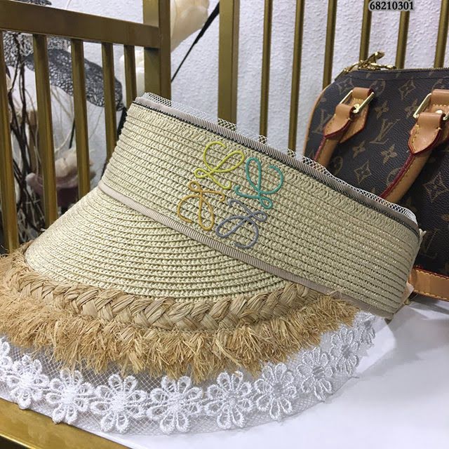LOEWE女士帽子 羅意威蕾絲花邊空頂帽 Loewe草帽太陽帽  mm1001