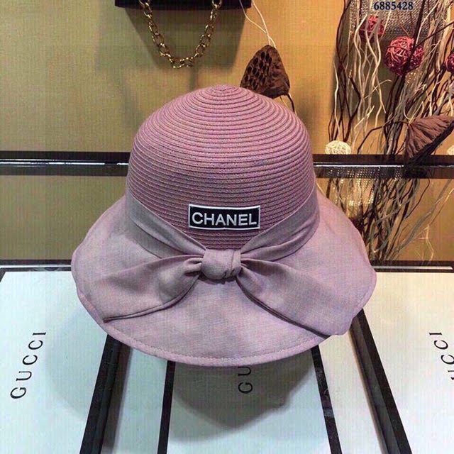 Chanel女士帽子 香奈兒蝴蝶結可折疊禮帽草帽 Chanel遮陽帽  mm1011