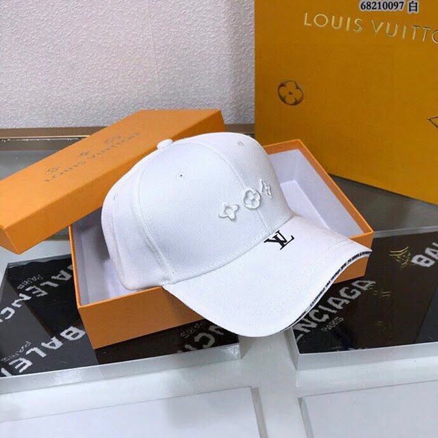 LV男女同款帽子 路易威登白色棒球帽鴨舌帽  mm1116