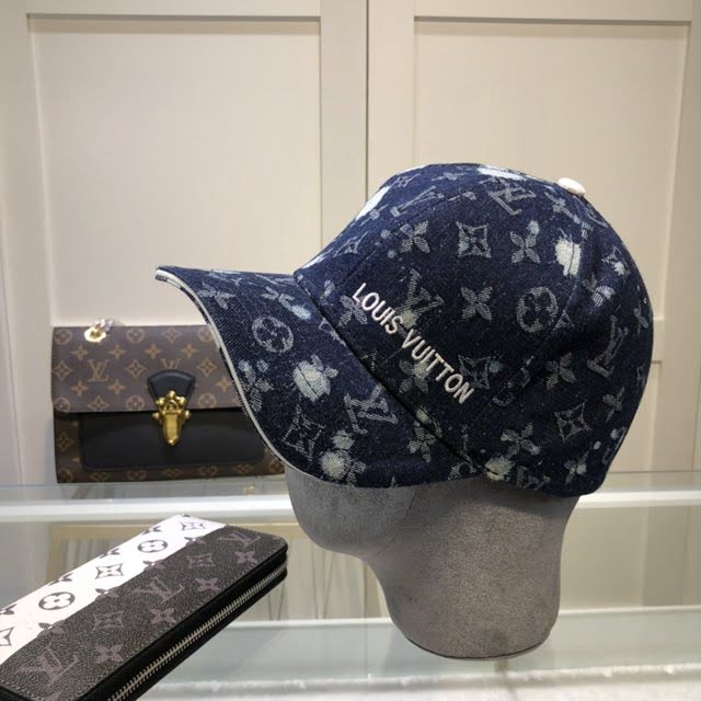 LV男女同款帽子 路易威登洗水做舊牛仔布棒球帽鴨舌帽  mm1158