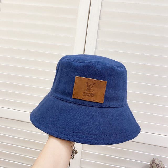 LV男女同款帽子 路易威登2021新款簡約多孔皮標漁夫帽遮陽帽  mm1209