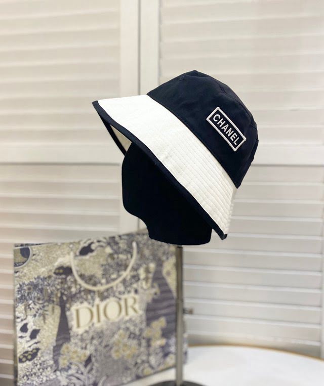 Chanel女士帽子 香奈兒2021新款拼接兩面款漁夫帽遮陽帽  mm1213