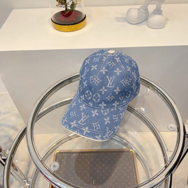 LV爆款男士帽子 路易威登水洗做舊牛仔提花棒球帽鴨舌帽  mm1311