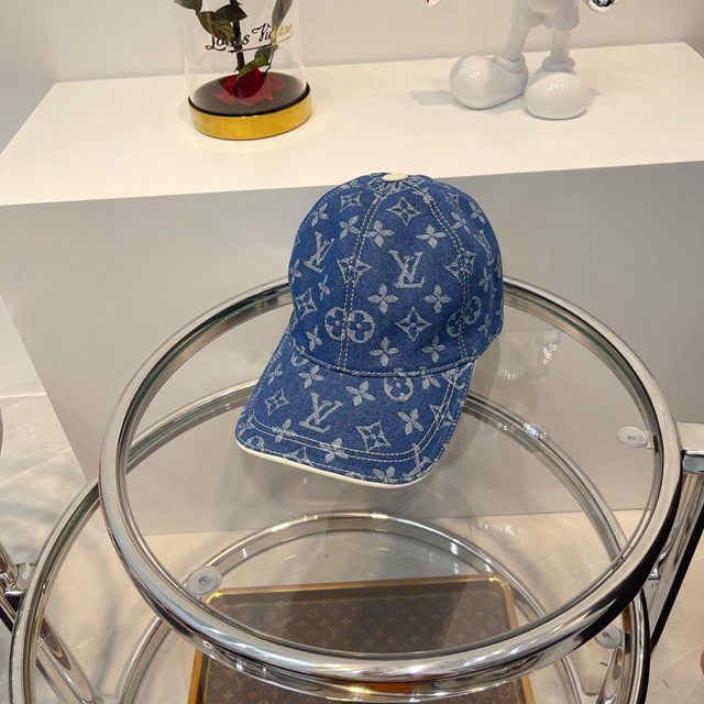 LV爆款男士帽子 路易威登水洗做舊牛仔提花棒球帽鴨舌帽  mm1312