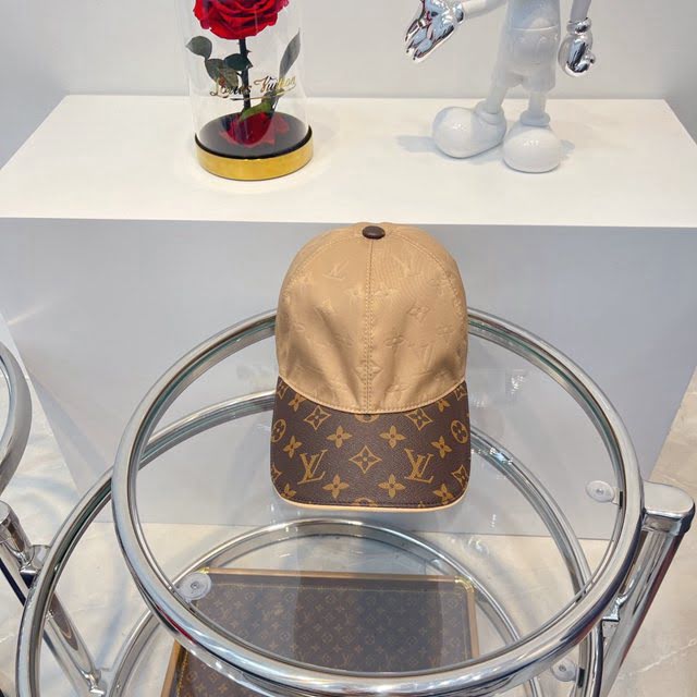 LV新品男士帽子 路易威登老花拼接棒球帽鴨舌帽  mm1316