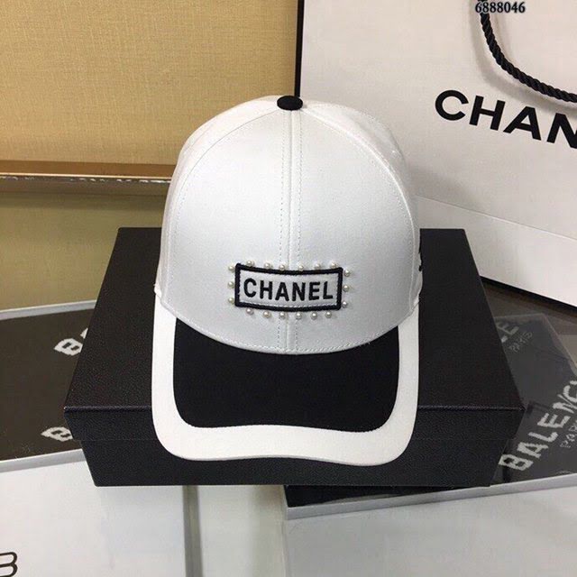 Chanel新品女士帽子 香奈兒珍珠拼接黑白鴨舌帽棒球帽  mm1415