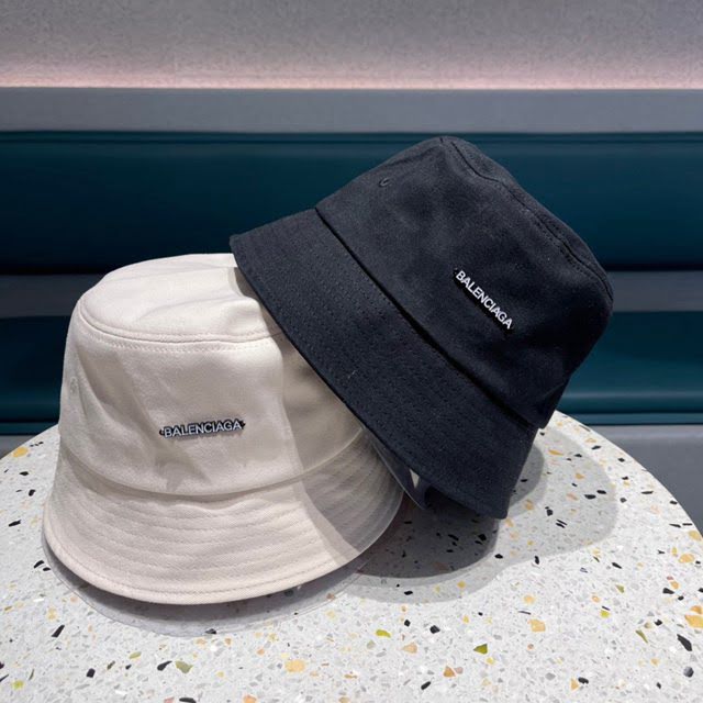 Balenciaga男女同款帽子 巴黎世家長標黑白經典漁夫帽遮陽帽  mm1555