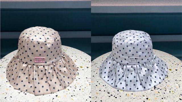 Chanel新品女士帽子 香奈兒波浪大沿波點漁夫帽遮陽帽  mm1565