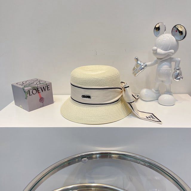 Chanel爆款女士帽子 香奈兒2021春夏新款度假冰絲小禮帽盆帽  mm1594