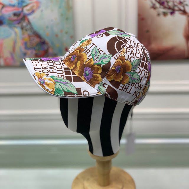 Gucci北面聯名款帽子 古馳男女同款小碎花棒球帽鴨舌帽  mm1719