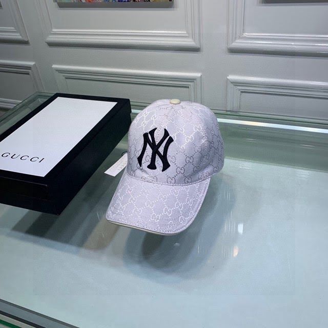 Gucci聯名NY帽子 古馳GG印花刺繡鴨舌帽棒球帽  mm1729