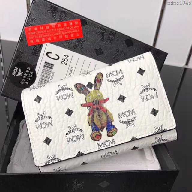 MCM錢包 原單 8011 兔子中款三折錢包 3D絲印 字母組合塗層帆布 MCM女款錢包  mdmc1045