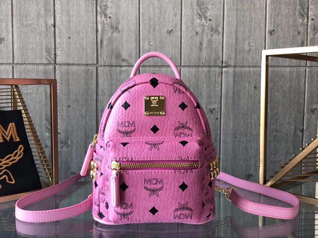 MCM雙肩背包 原單 超mini Stark經典女背包 側邊點綴鉚釘 MCM後背包 時尚迷人單品  mdmc1093