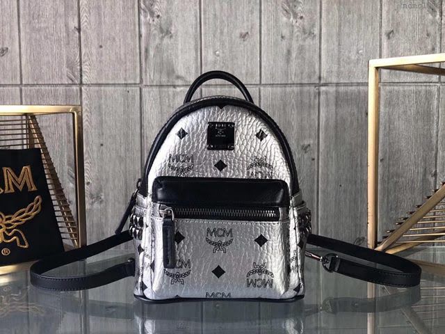MCM雙肩背包 原單 超mini Stark經典女背包 側邊點綴鉚釘 MCM後背包 時尚迷人單品  mdmc1096
