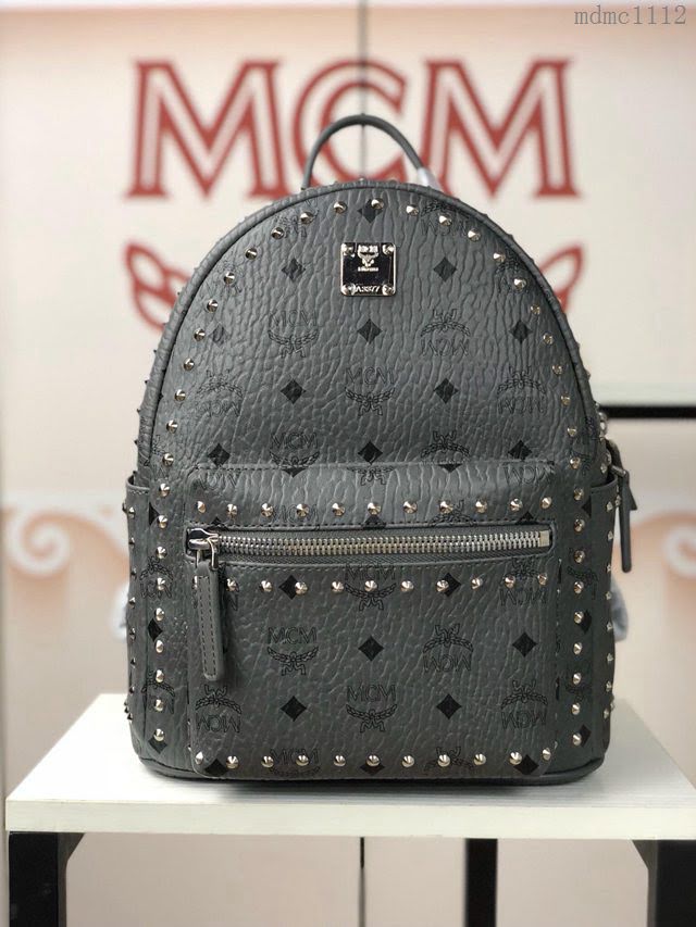 MCM雙肩包 原單 5917小號 2018灰色 夏季新款 純手工定制版 MCM女後背包  mdmc1112