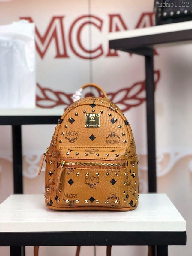 MCM雙肩包 原單 超迷你款 5919 18新款 經典印花小銅柳丁邊雙肩包 純手工定制版 MCM女後背包  mdmc1122
