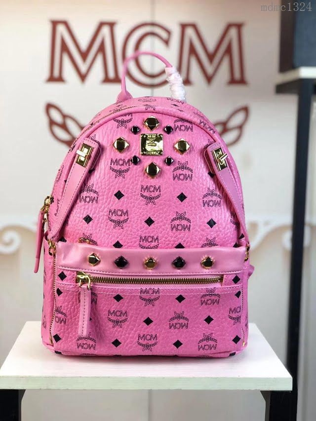 MCM雙肩包 原單 5722 新版子母包 前面袋子可拆卸 搭配長肩帶 兩用款 菱形釘 MCM女背包  mdmc1324