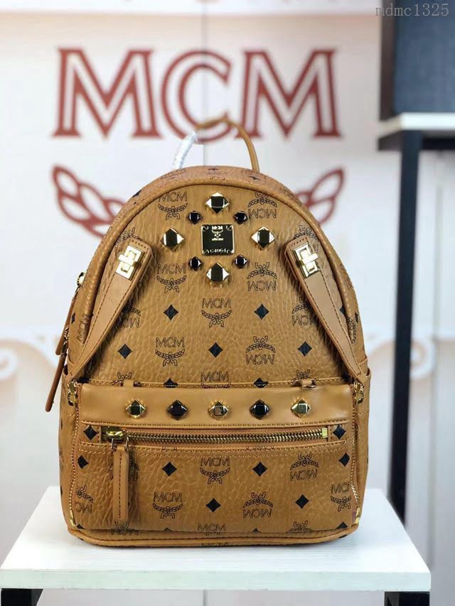 MCM雙肩包 原單 5722 新版子母包 前面袋子可拆卸 搭配長肩帶 兩用款 菱形釘 MCM女背包  mdmc1325