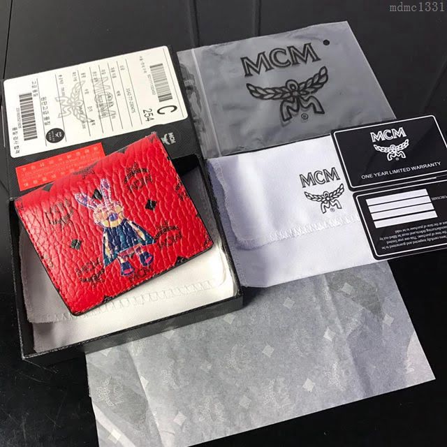 MCM錢包 原單 8014 兔子款兩折錢包 3D絲印圖案 MCM女短錢包 MCM零錢包  mdmc1331