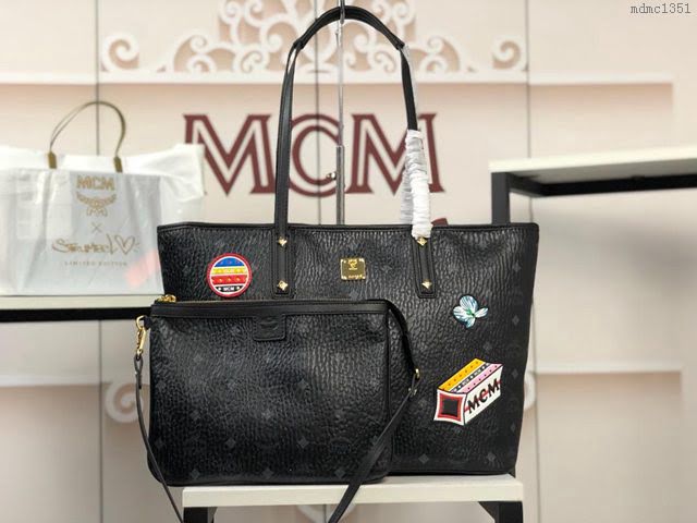 MCM女包 原單 6268貼標 2018款 MCM母子購物袋 3D貼花裝飾 配備可拆卸內部袋 MCM女手提袋 MCM肩背包  mdmc1351