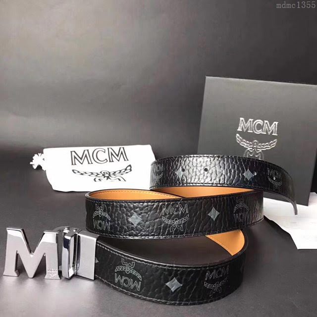 MCM皮帶 專櫃同步 原單 韓國雙面進口頭層皮 mcm腰帶  mdmc1355