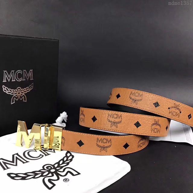 MCM皮帶 專櫃同步 原單 韓國雙面進口頭層皮 mcm腰帶  mdmc1357