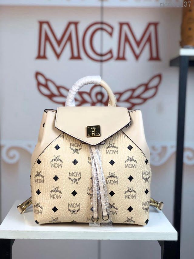MCM雙肩包 原單 5922 2019新款 Essential兩用包 頂部邊緣抽繩設計 正面翻蓋 MCM女背包  mdmc1437