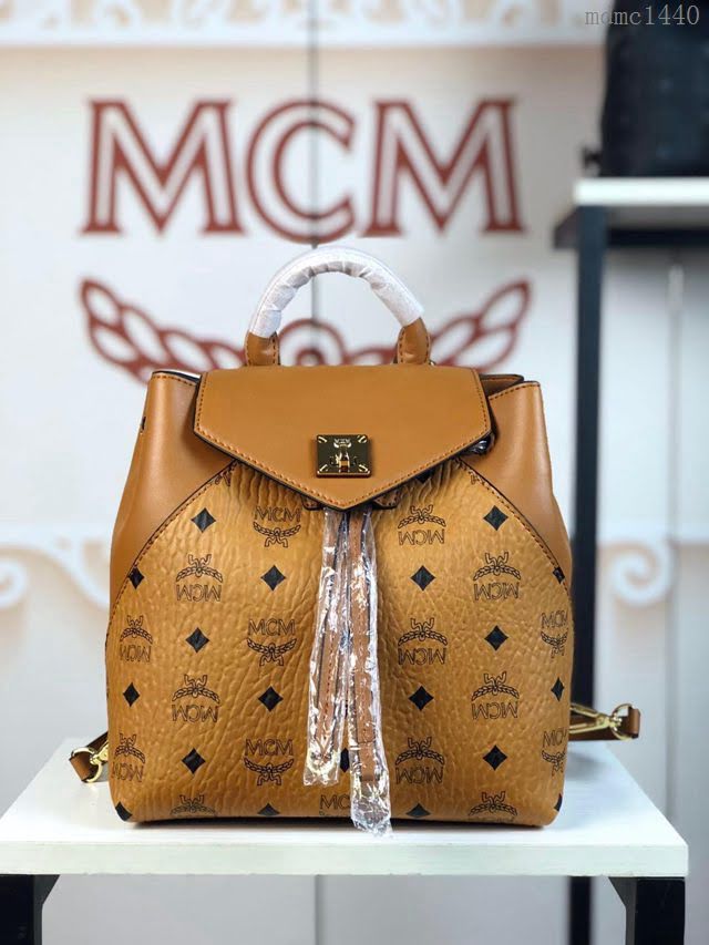 MCM雙肩包 原單 5922 2019新款 Essential兩用包 頂部邊緣抽繩設計 正面翻蓋 MCM女背包  mdmc1440
