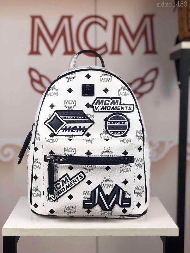 MCM雙肩背包 原單 5816 Victory Patch Stark雙肩背包 標誌性Visetos塗層帆布 貼花裝飾 MCM女背包  mdmc1453