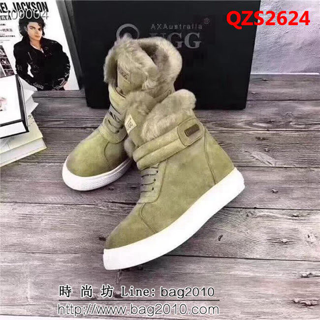 UGG 2018澳洲本土AXA 蝸牛外牛皮+澳洲羊毛雪地靴軍綠色 QZS2624
