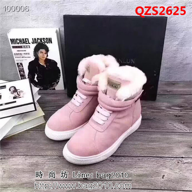 UGG 2018澳洲本土AXA 蝸牛外牛皮+澳洲羊毛雪地靴粉色 QZS2625