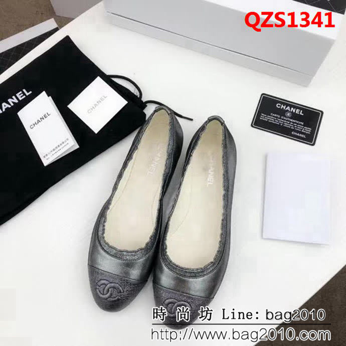 CHANEL香奈兒 高端貨 原版閃布紋羊皮+爆裂羊皮 單皮鞋 QZS1341