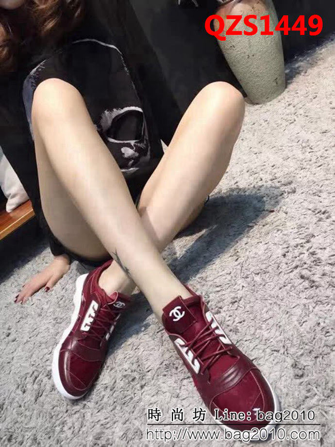 CHANEL香奈兒 最新款846 歐彈力布+牛皮 內增高女休閒鞋 QZS1449